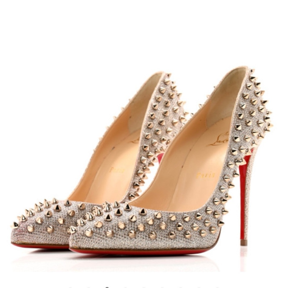 Christian Louboutin Rose Gold Spiked Heels